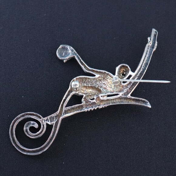 Sterling Silver Vintage Jezlaine Monkey Brooch - Picture 8 of 8